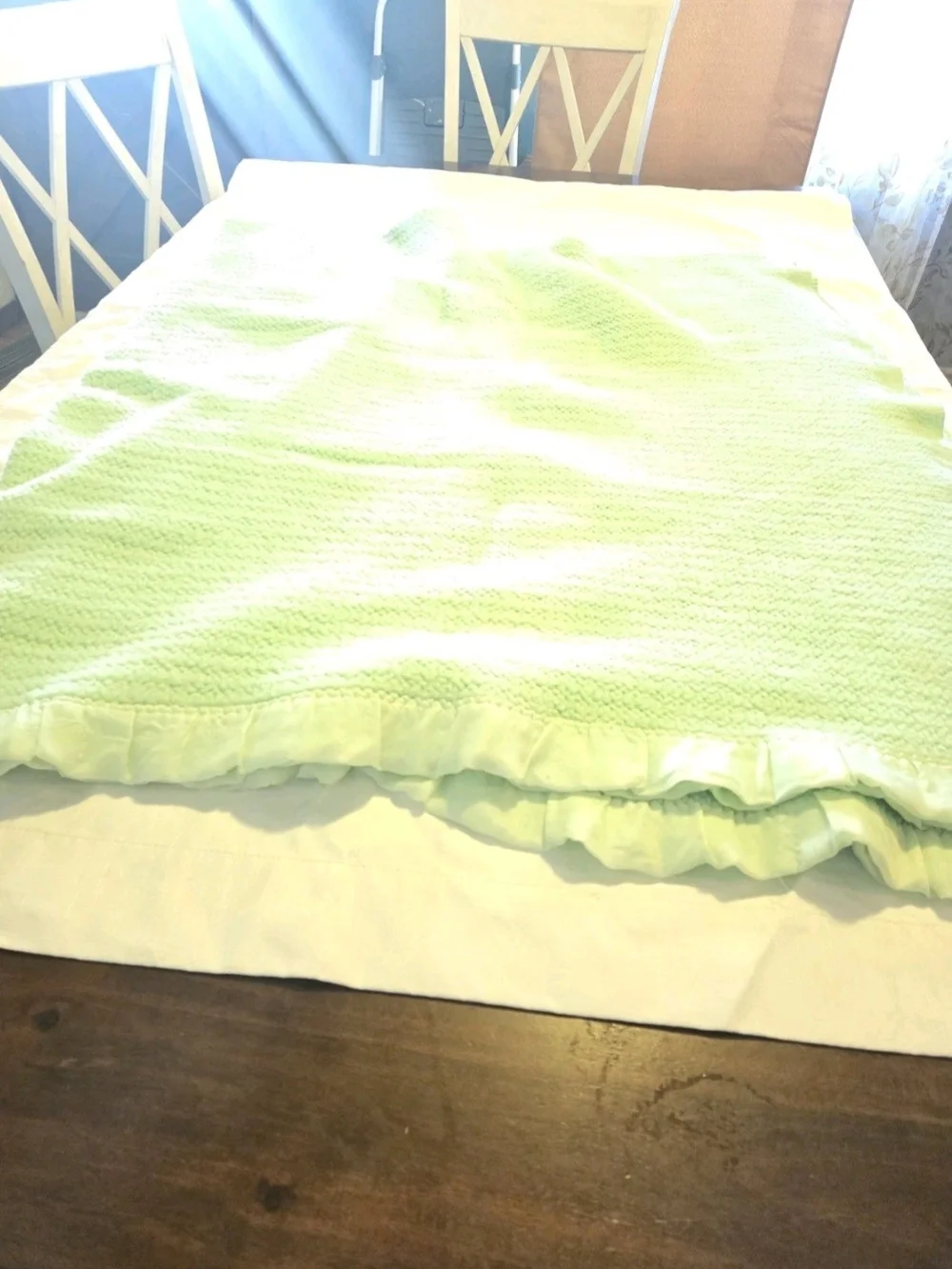 Vintage Waffle Weave Satin Bidding Blanket